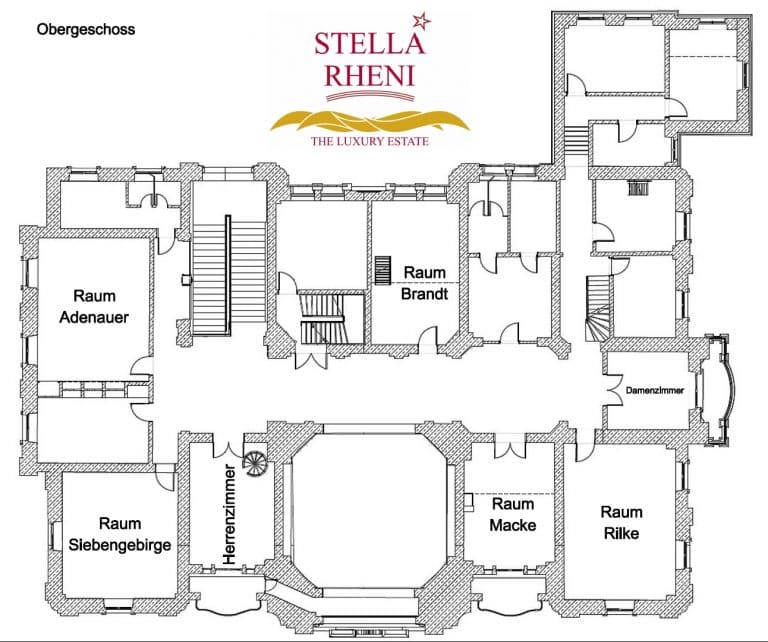 Stella Rheni Grundriss Obergeschoss mit Raumnamen für Tagungen, Konferenzen und Veranstaltungen